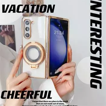 Роскошный складной чехол для телефона Samsung с магнитной подставкой для Samsung ZFlip 3/4/5 ZFold 3/4/5, универсальный защитный чехол от падения Samsung ZFold 5 чёрный