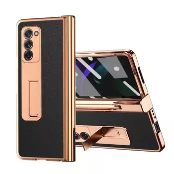 Роскошный складной кожаный чехол с подставкой для Samsung Galaxy Z Fold 4 2 Fold4 5g Fold3 Fold2 Fold 3, защитные чехлы для экрана с ручкой for Galaxy Z Fold 3 золотой