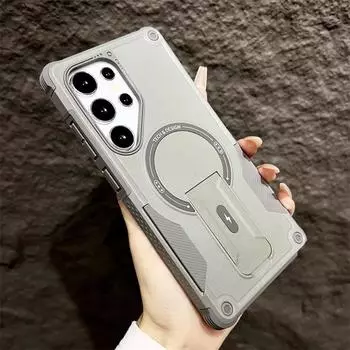 Роскошный складной магнитный защитный чехол для Samsung Galaxy S25 S24 Ultra Plus Magsafe с беспроводной зарядкой, ударопрочный жесткий чехол для телефона For Samsung S25 Ultra чёрный