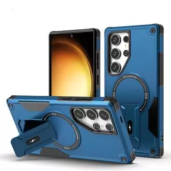 Роскошный складной магнитный защитный чехол для Samsung Galaxy S25 S24 Ultra Plus Magsafe с беспроводной зарядкой, ударопрочный жесткий чехол для телефона For Samsung S25 Ultra чёрный