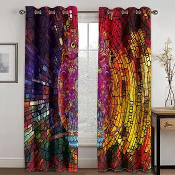 Роскошный современный закат ослепительный абстрактный арт дерево затенение спальня кухня окно шторы комплект для гостиной 2 шт бесплатная доставка 100W130H(CM)40x51in&Rod Pocket