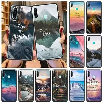 Роскошный стеклянный чехол для Huawei P10 P20 P30 Pro P40 Lite 5G P Smart Z 2021 Y6 Y7 Y9 2019 Y6P Y8P Coque Travel Mountain Sea Beach Huawei P10 Lite