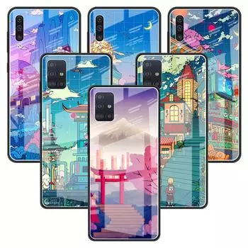 Роскошный стеклянный чехол для Samsung Galaxy A51 A52 A50 A71 A21s A31 A70 A72 A10 A30 M31 M51, задняя крышка с мягким краем, Art Pixel Aesthetic Samsung M31