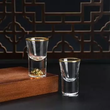 Роскошный стеклянный стакан для водки, сакэ, сётю, стеклянный стакан для бара, ликер, золотая фольга, стеклянная чашка для чая, элитные подарки, стаканы для крепких напитков