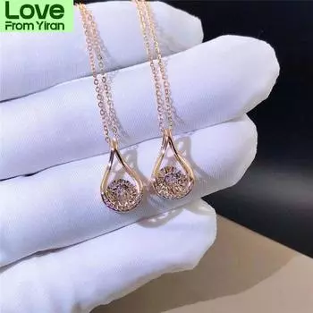 Роскошный стиль мини-кристалл камень кулон ожерелье с золотым цветом ювелирные изделия для женщин великолепные повседневные аксессуары для сочетания 45cm