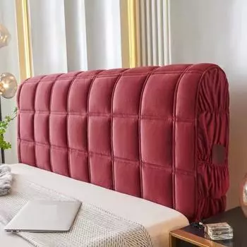 Роскошный супермягкий плюшевый стеганый чехол на голову кровати, универсальный бархатный защитный чехол на спинку кровати, утолщенный стеганый чехол на изголовье кровати W120 x H70cm бежевый