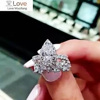 Роскошный свадебный комплект колец, двойные стекируемые модные ювелирные изделия, великолепный подарок хорошего качества, модные нежные аксессуары 8