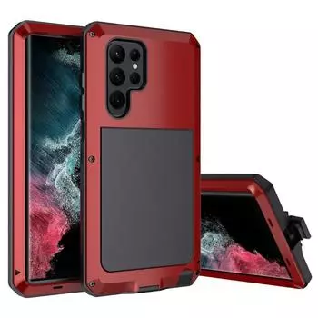 Роскошный сверхмощный металлический противоударный бронированный чехол для телефона Samsung S24Ultra S23 S22 S21 S20 Note 20, чехол с защитой от царапин, мягкая защитная пленка для экрана For Samsung S24 чёрный