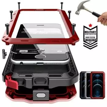 Роскошный прочный противоударный чехол для iPhone 16 15 14 13 12 11 Pro Max Mini X XR XS Max, чехол для телефона Samsung Armor Metal Case iPhone 13 pro max красный