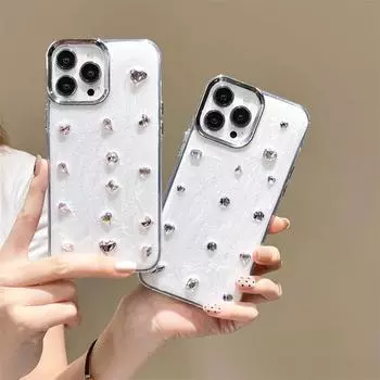 Роскошный сверкающий 3D-чехол для телефона со стразами для iPhone 16, 15, 14, 13, 12, 11, металлическая защита камеры, ударопрочный и устойчивый к царапинам чехол iPhone 16 Pro Max белый
