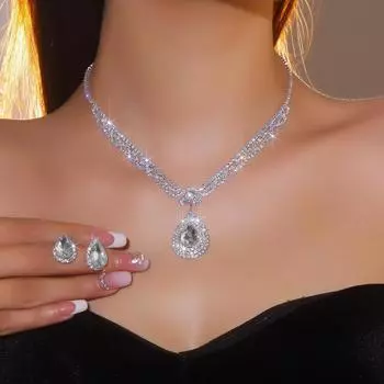 Роскошный сверкающий бриллиантовый комплект из двух серег в форме капли воды, комплект из серег в виде модного тренда