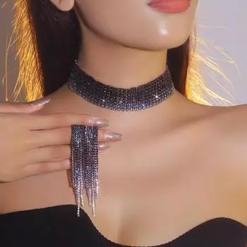 Роскошный сверкающий кристалл ожерелье серьги комплект леопардовый свадебный комплект ювелирных изделий ожерелье ювелирные изделия