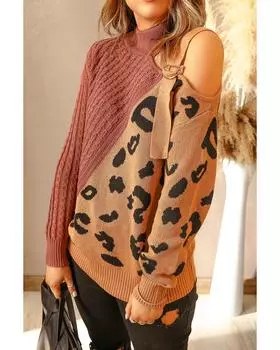 Роскошный свитер Azura Exchange с асимметричной пряжкой S коричневый