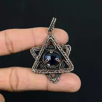 Роскошный танзанит, драгоценный камень, подвеска ручной работы из чистой медной проволоки, обернутая ювелирными изделиями 3.36 Inches синий