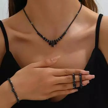 Роскошный темпераментный комплект украшений из стразов и циркония, ожерелье, серьги, браслет, комплект из трех предметов