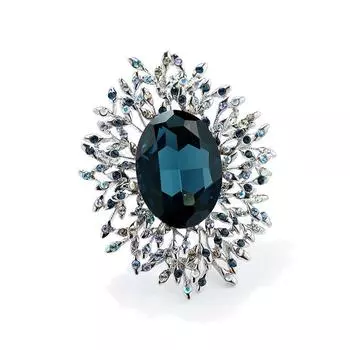 Роскошный темпераментный синий большой кристалл брошь высокого класса женская личность универсальная корсажная булавка ретро костюм аксессуары