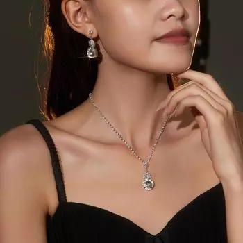 Роскошный темпераментный сверкающий комплект из двух серег и ожерелья со стразами, модная подвеска в форме тыквы