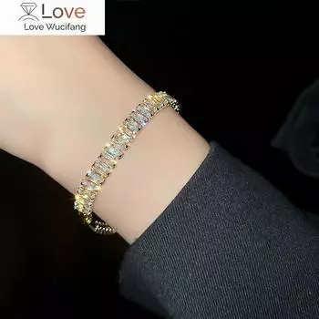 Роскошный теннисный браслет с бриллиантами для женщин, золотой браслет в корейском стиле, цепочка с кристаллами, модные ювелирные изделия, циркониевые аксессуары H167