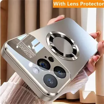 Роскошный титановый металлический цветной матовый магнитный чехол для iPhone 16 15 14 13 12 11 Pro Max Plus чехол для беспроводной зарядки Magsafe iPhone 16 Pro Max чёрный