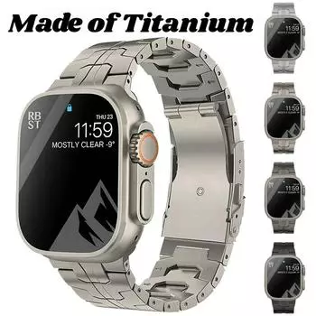 Роскошный титановый ремешок для Apple Watch Ultra 2 49 мм 45 мм 41 мм 44 мм 40 мм 38 мм мужской деловой ремешок для iWatch Series 9 8 7 6 SE 5 4 42 мм браслет 38MM 40MM 41MM серебряный