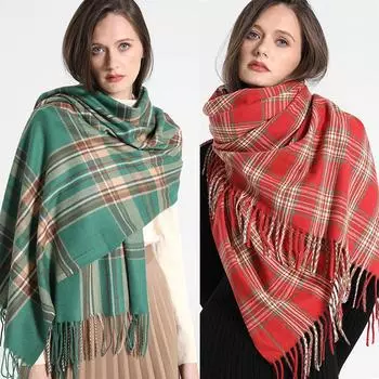 Роскошный толстый теплый зимний шарф с фирменным принтом, женский кашемировый пашминовый платок, женский шарф с кисточками, вязаный платок, одеяло 70x200cm