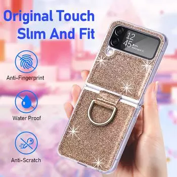 Роскошный тонкий защитный блестящий чехол для Samsung Galaxy Z Flip4 5g Flip 4 Flip3 Flip 3, сумка для мобильного телефона Funda для Samsung Z Flip4 for Samsung Z Flip 4 золотой