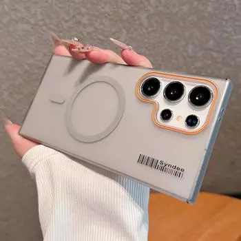 Роскошный ультратонкий чехол для беспроводной зарядки Magsafe с магнитным покрытием для Samsung Galaxy S25 S24 S23 S21 Ultra Note 20, прозрачный матовый твердый чехол For Samsung S25 Ultra белый