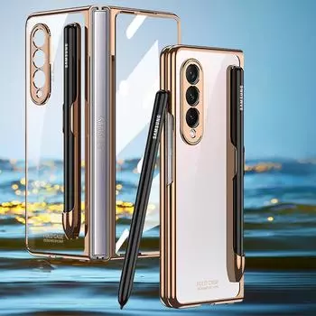 Роскошный ультратонкий чехол с держателем S Pen для Samsung Galaxy Z Fold 4 3 5G, защитный чехол для экрана, противоударный чехол, чехол (Нет ручки) For Z Fold 4 5G