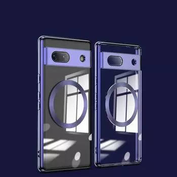 Роскошный ультратонкий цветной чехол для беспроводной зарядки Magsafe Magnetic для Google Pixel 7A 8 Pro 8A 9 Pro XL, противоударный, с полной защитой For Pixel 7A темно-фиолетового