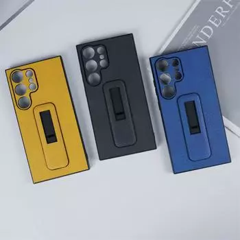 Роскошный ультратонкий кожаный чехол с невидимым кронштейном для Samsung Galaxy S24 S23 S22 S21 Ultra Plus, защитная мягкая задняя крышка для камеры For Galaxy S24 красный