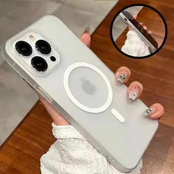 Роскошный ультратонкий матовый прозрачный чехол для iPhone 15 14 13 12 11 Pro Max Plus для Magsafe с беспроводной зарядкой, магнитный прозрачный жесткий чехол For iPhone 15