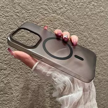 Роскошный ультратонкий матовый прозрачный чехол для iPhone 16 Pro Max 15 14 13 12 11 Pro Max Plus для беспроводной зарядки Magsafe, магнитный прозрачный чехол For iphone 15 фиолетовый