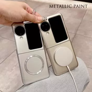 Роскошный ультратонкий металлический чехол для телефона OPPO Find N3 Flip N2 Flip с магнитной беспроводной зарядкой, матовый чехол с защитой от отпечатков пальцев, жесткий корпус из ПК For OPPO Find N3 Flip чёрный