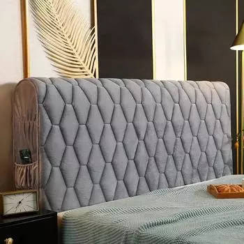 Роскошный утолщенный бархатный стеганый чехол на изголовье, высококачественный универсальный прикроватный чехол, мягкий плюшевый чехол на голову кровати, пылезащитный чехол на спинку спальни W100 x H70cm