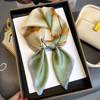 Роскошный весенний шейный платок с принтом, шелковый квадратный шарф, женские накидки на голову, 70 см, хиджаб, бандана One Size