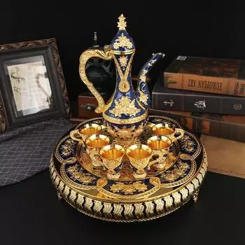 Роскошный винный набор Baijiu Light, европейский стиль, дворцовый стиль, ретро-классика, украшение винного шкафа для гостиной синий