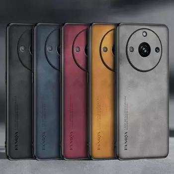 Роскошный винтажный чехол из овчины для Oppo Realme 11 Pro Plus 5 г, ретро мужской деловой чехол Realme11 11pro Proplus realme 11 серый