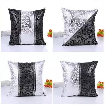 Роскошный винтажный черный и серебряный декоративный чехол для подушки с цветочным принтом, чехол для автомобильного дивана, декор, наволочка, домашние наволочки 450mm*450mm