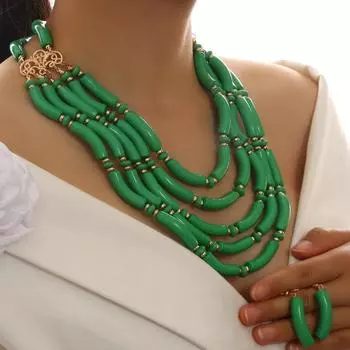 Роскошный винтажный комплект ювелирных изделий для женщин зелёный