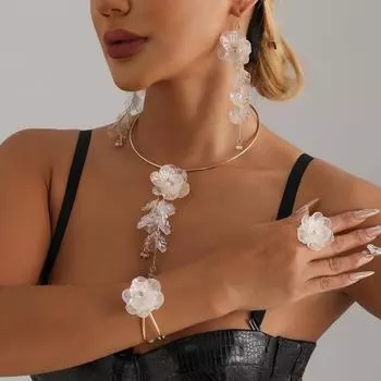 Роскошный винтажный комплект ювелирных изделий для женщин белый