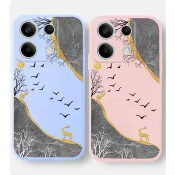 Роскошный винтажный рисунок Мягкий силиконовый чехол для телефона Xiaomi Redmi Note 13 Pro 14C 13C 12C 11 10 9 8 7 Poco C65 Camera Защитный противоударный полный чехол Xiaomi Poco X3 чёрный