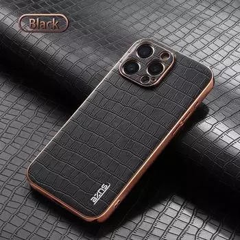 Роскошный винтажный тонкий чехол из кожи крокодилового принта для телефона Apple iPhone 16 Pro Max 15 Pro 14 13 12 11 Business противоударный защитный глянцевый чехол для объектива iPhone 15 чёрный