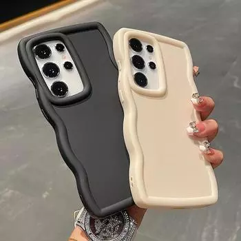 Роскошный волнистый узор конфетный чехол для телефона Samsung S24 S23 S22 Ultra Plus A55 A54 A53 A52 S21FE S20FE мягкие силиконовые чехлы For Galaxy 20FE чёрный