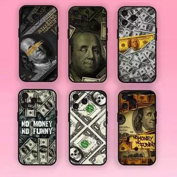 Роскошный забавный чехол для телефона Dollar US для iPhone Mini 11 12 13 14 15 Pro XS Max X Plus SE XR черный мягкий чехол iPhone15promax