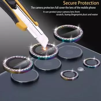 Роскошный защитный чехол для объектива камеры с бриллиантами для Samsung Galaxy S24 Ultra S23Ultra, металлическое защитное кольцо для объектива, стеклянная крышка For S24ultra чёрный