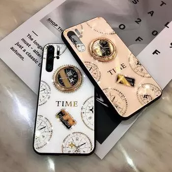 Роскошный защитный чехол для часов Gillter с бриллиантовым циферблатом и кольцевым кронштейном для iPhone 14 13 12 11 Pro Max X XS 8 7 SE iPhone 11 белый