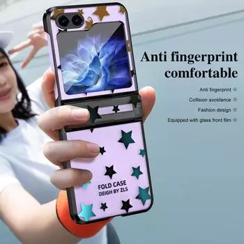 Роскошный защитный чехол со звездами для Samsung Galaxy Z Flip 6 5 4 3, противоударный чехол Star Twinkle For Galaxy Z Flip 6 серебряный
