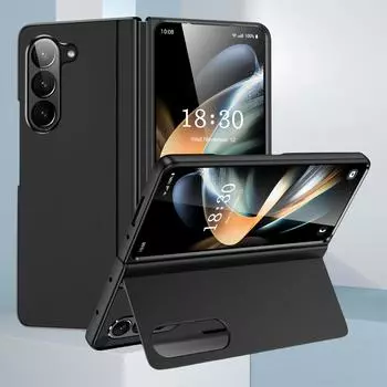 Роскошный защитный жесткий чехол для мобильного телефона Samsung Galaxy Z Fold6 5G Fold5 Fold 5 6 Fold4 Fold3 Fold 4 3 Stand Function Covers for Samsung Z Fold 6 чёрный