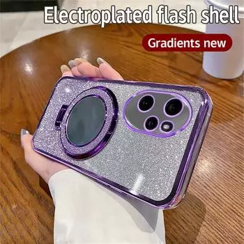 Роскошный зеркальный аксессуар Блестящий чехол для Huawei Honor 100 90 80 70 Pro 50 60 SE 20 30 Pro Мягкий чехол-подставка Блестящая крышка For Honor 100