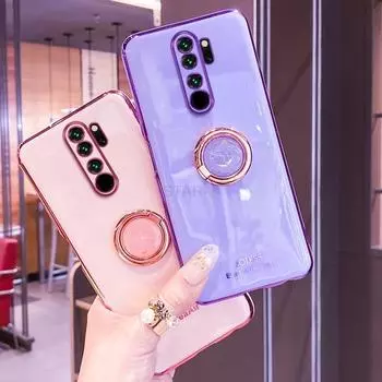 Роскошный зеркальный чехол с кольцом-держателем для Xiaomi Redmi Note 8 Pro Note8 T 8t 8pro 9 9T K40 K30, мягкая силиконовая задняя крышка с покрытием-подставкой redmi note 9 global зелёный